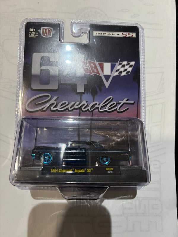 Chase 1964 Chevrolet Impala Hard Top Daytona Blue Metallic M2 Machines Hobby Exclusive 1/64 31500-HS80 chase