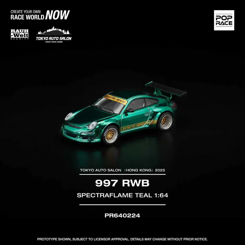  Porsche 997 RWB Spectraflame Teal TASHK 2025 Exclusive Model Pop Race 1/64 scale