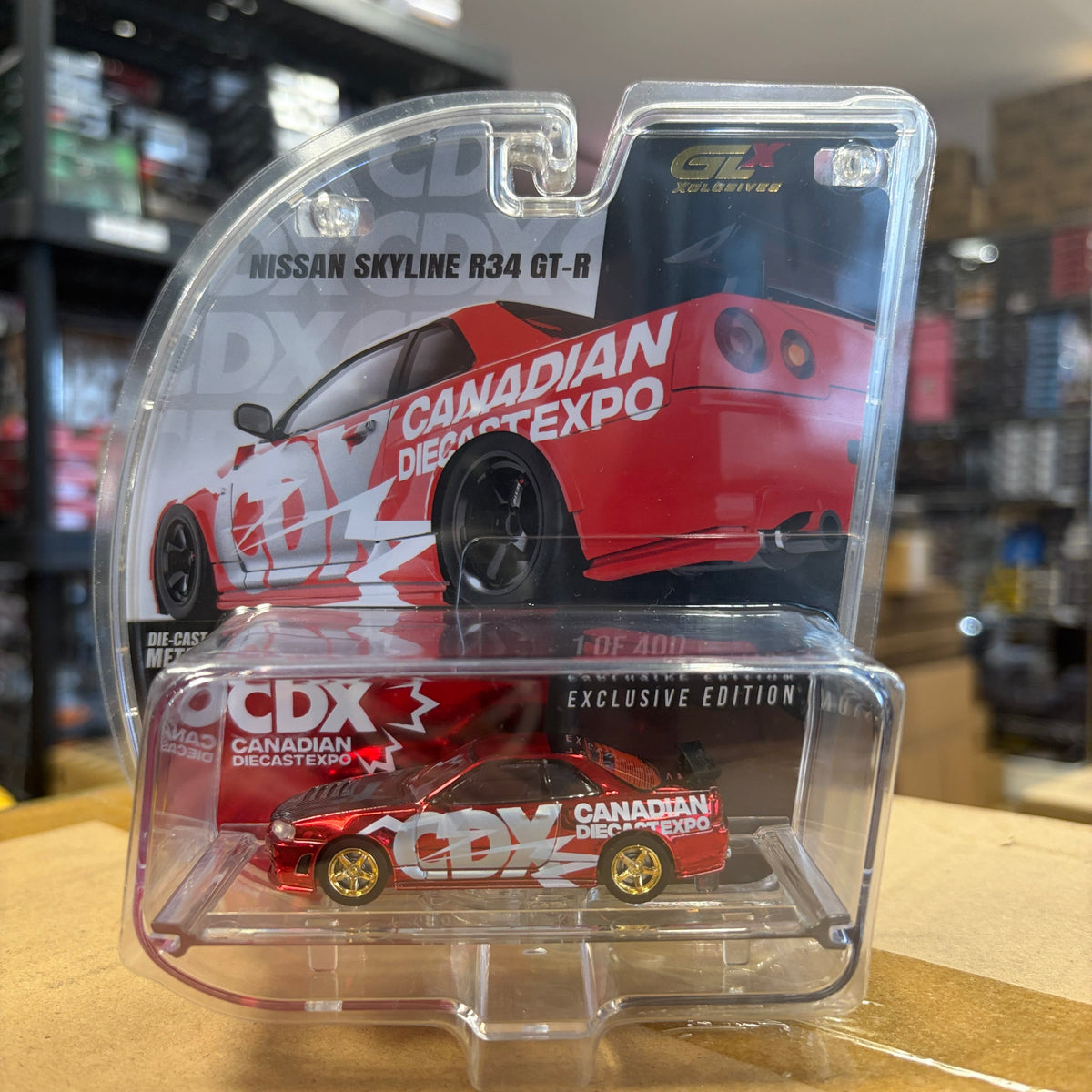 Nissan Skyline R34 Dinner Red Chrome CDX Canada Diecast Expo (limited to 400 made) Base Model 1/64 scale GLP-6830211-B