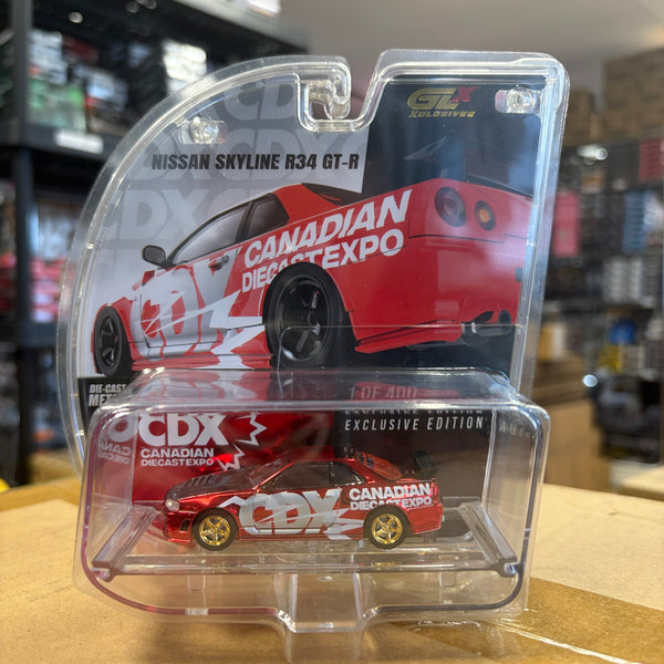 Nissan Skyline R34 Dinner Red Chrome CDX Canada Diecast Expo (limited to 400 made) Base Model 1/64 scale GLP-6830211-B