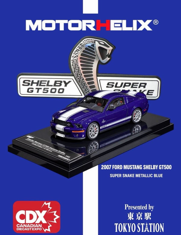 (PRE-ORDER) 2007 Ford Mustang Shelby GT500 Super Snake Metallic Blue CDX Canada Diecast Expo Motorhelix 1:64 GL-1251006E