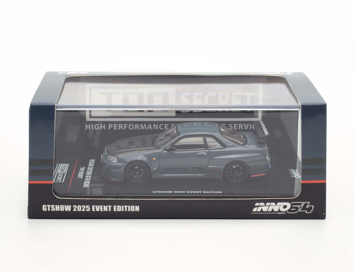 Top Secret Nissan Skyline GT-R R34 Stealth Gray GTSHOW Event Special Edition Inno64 1/64 scale