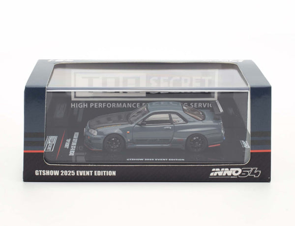Top Secret Nissan Skyline GT-R R34 Stealth Gray GTSHOW Event Special Edition Inno64 1/64 scale
