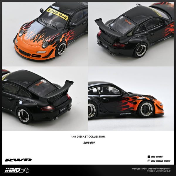 Porsche RWB 997 Orange Burning Flame Inno64  1/64 scale