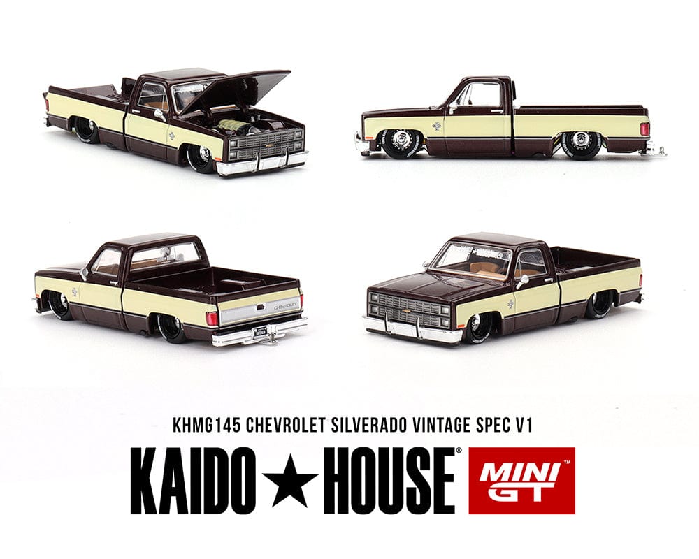 Chevrolet Silverado Vintage Spec V1 Two Tone Brown Cream Kaido House Mini GT 1/64 scale KHMG145