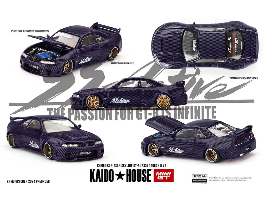 Nissan Skyline GT-R R33 Active Carbon R V2 – Purple Carbon Kaido House 1:64