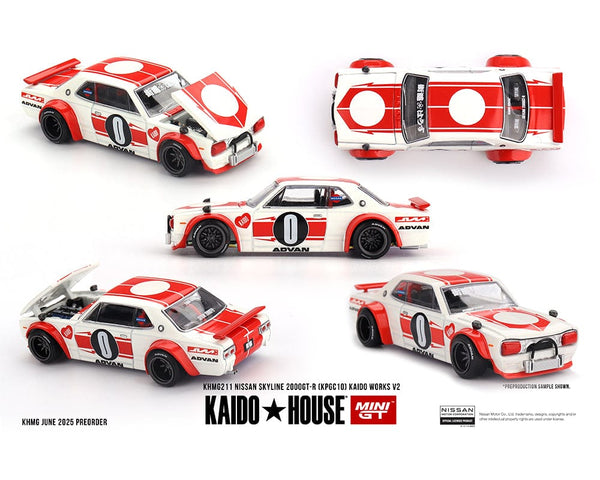 Nissan Skyline 2000GT-R KPGC10 Kaido Works V2 White Kaido House Mini GT 1/64