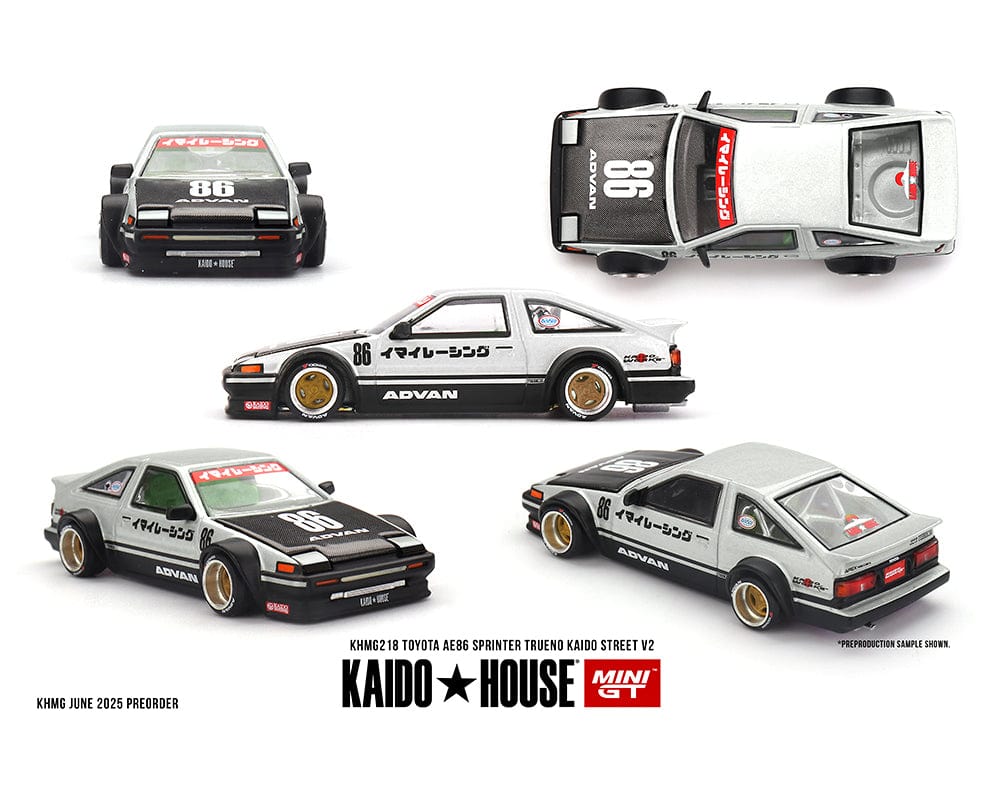 Toyota AE86 Sprinter Trueno Kaido Street V2 White Kaido House mini GT 1/64