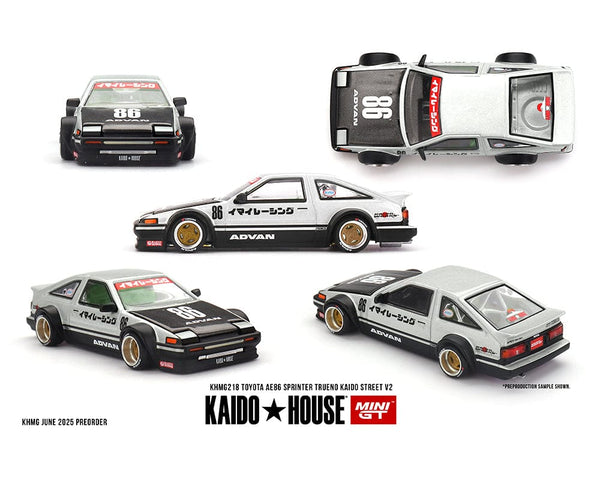 Toyota AE86 Sprinter Trueno Kaido Street V2 White Kaido House mini GT 1/64