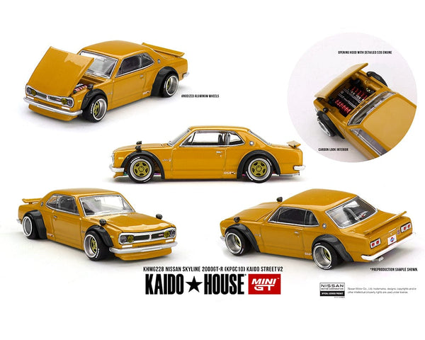Nissan Skyline 2000 GT-R (KPGC10) Kaido Street V2 – Yellow Kaido House Mini GT 1/64
