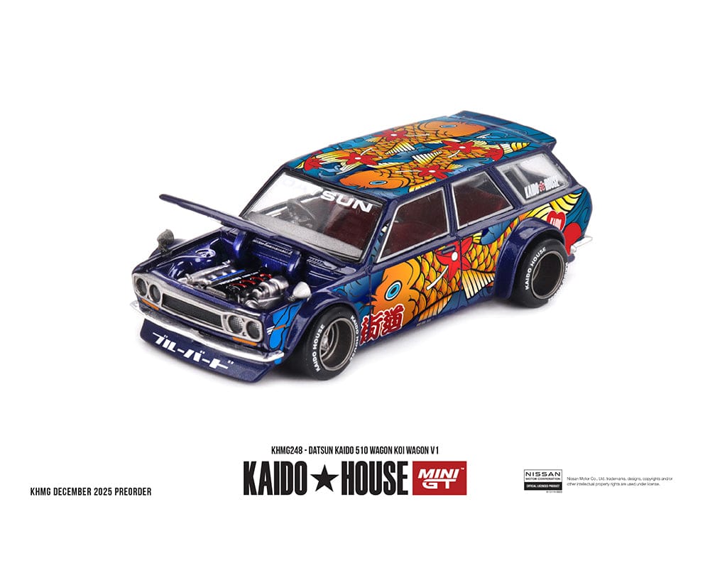 Datsun KAIDO 510 Wagon Koi Wagon V1 Blue Kaido House Mini GT 1:64