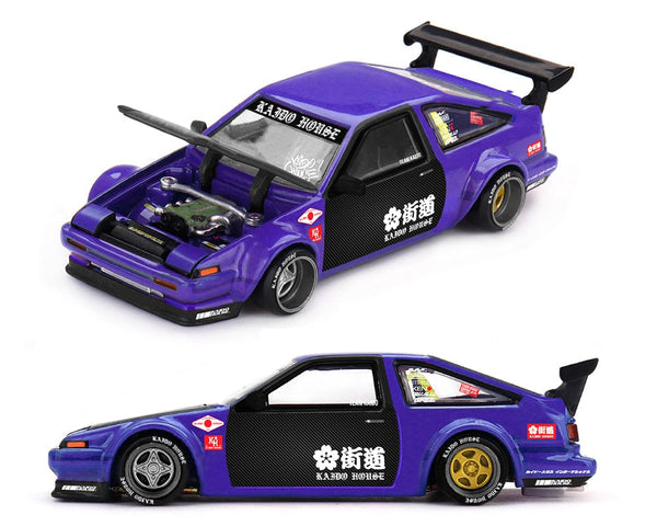 Toyota AE86 Sprinter Trueno Touge V1 Blue Kaido House Mini GT 1/64