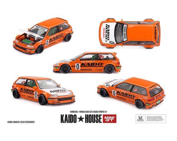 (Pre-order) Honda Civic EF Kaido Sports V1 Orange Limited Edition Mini GT Kaido House