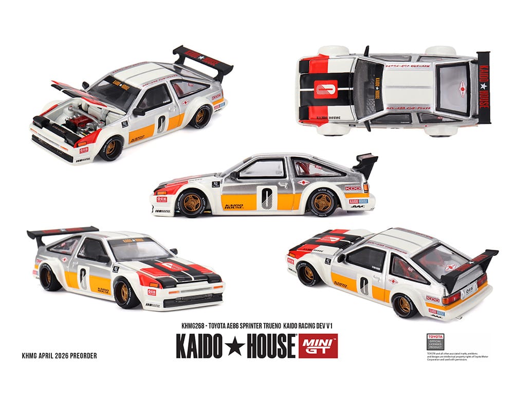 Kaido House Toyota AE86 Racing Dev V1 White 1/64 KHMG268