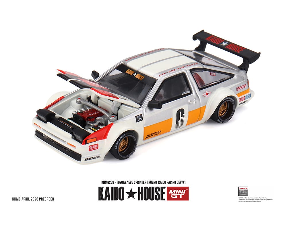 Kaido House Toyota AE86 Racing Dev V1 White 1/64 KHMG268