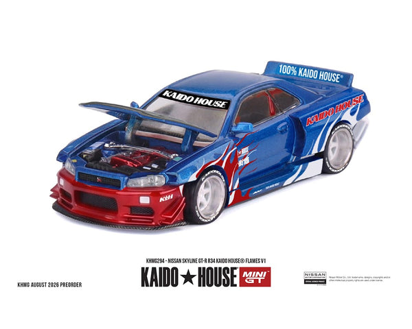 Kaido House Nissan Skyline R34 Flames V1 Mini GT 1/64 KHMG294