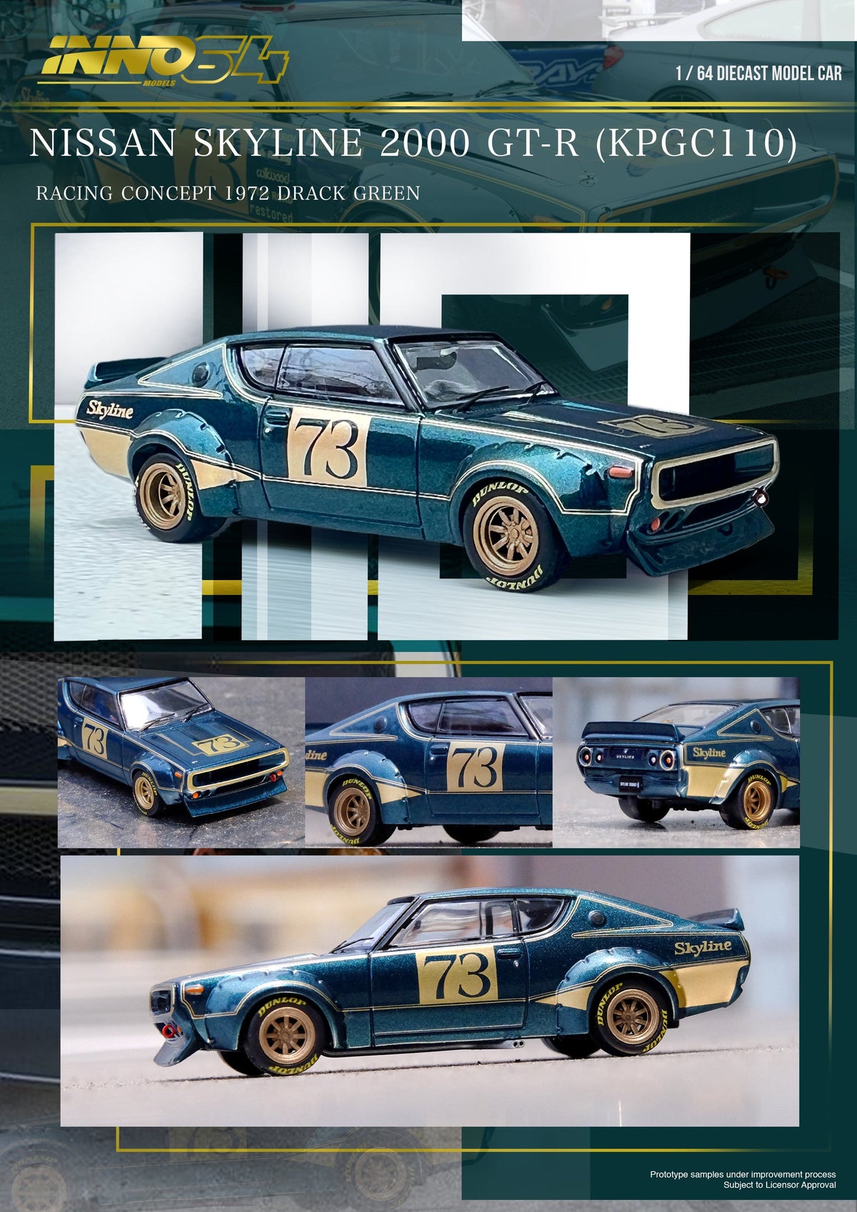 Nissan Skyline 2000 GT-R Racing Concept Green Inno64 1/64 scale