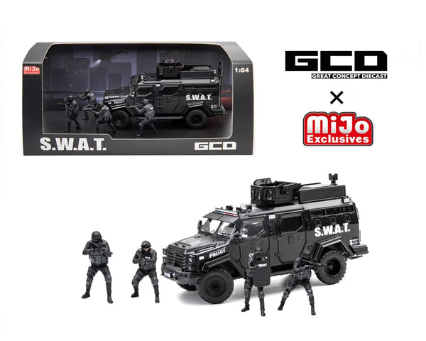 SWAT Tactical Armor Vehicle Diorama Set with 4 Figures GCD 1/64 KS-054-763