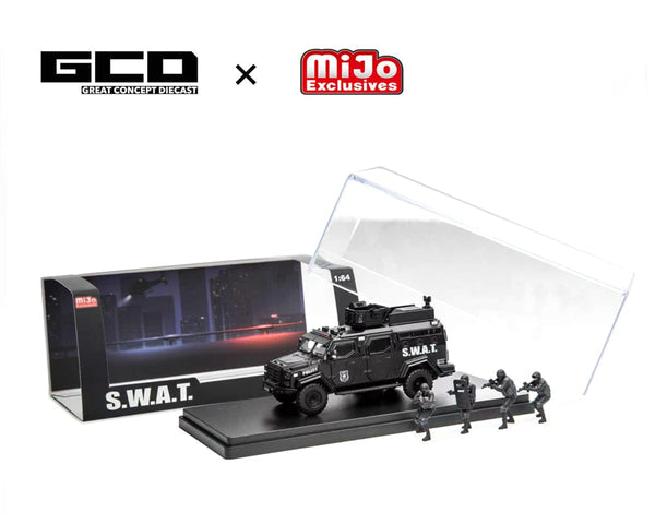 SWAT Tactical Armor Vehicle Diorama Set with 4 Figures GCD 1/64 KS-054-763