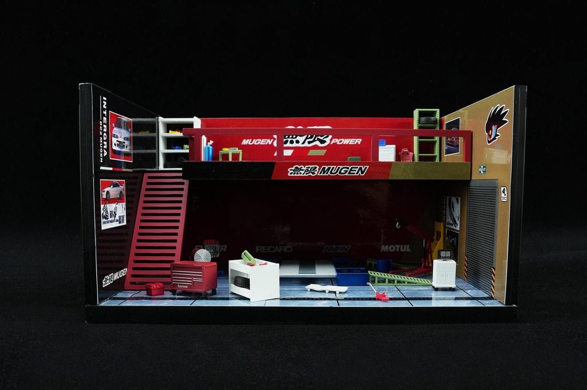 Garage Scene Diorama Set Mugen Garage White Motorhelix