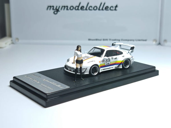 Porsche 911 RWB 993 Apple #89 High Wing with Figure My Model Collect 1/64