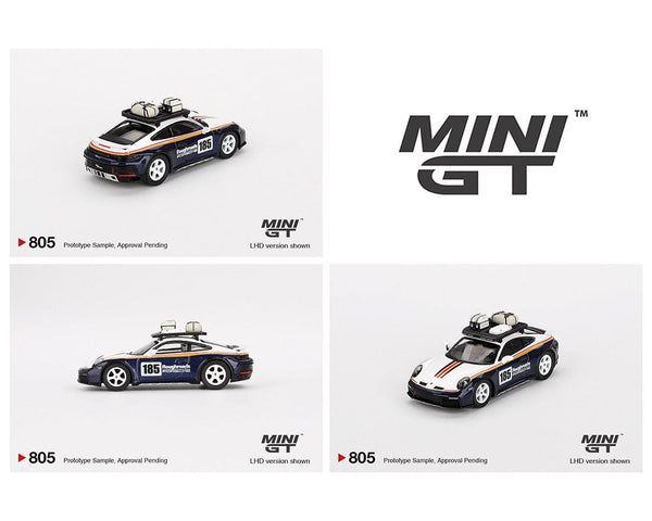 Porsche 911 Dakar Rally Design Package White Blue Mini GT 1/64