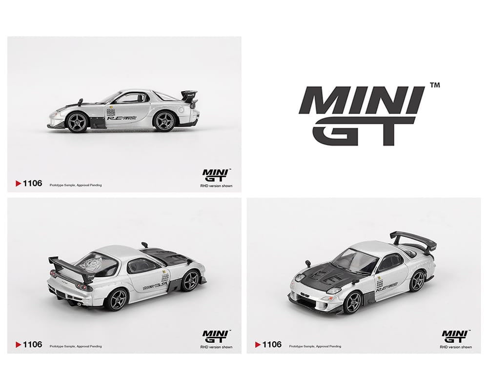 Mazda RX-7 RE-Amemiya Silver Metallic Mini GT 1/64 scale