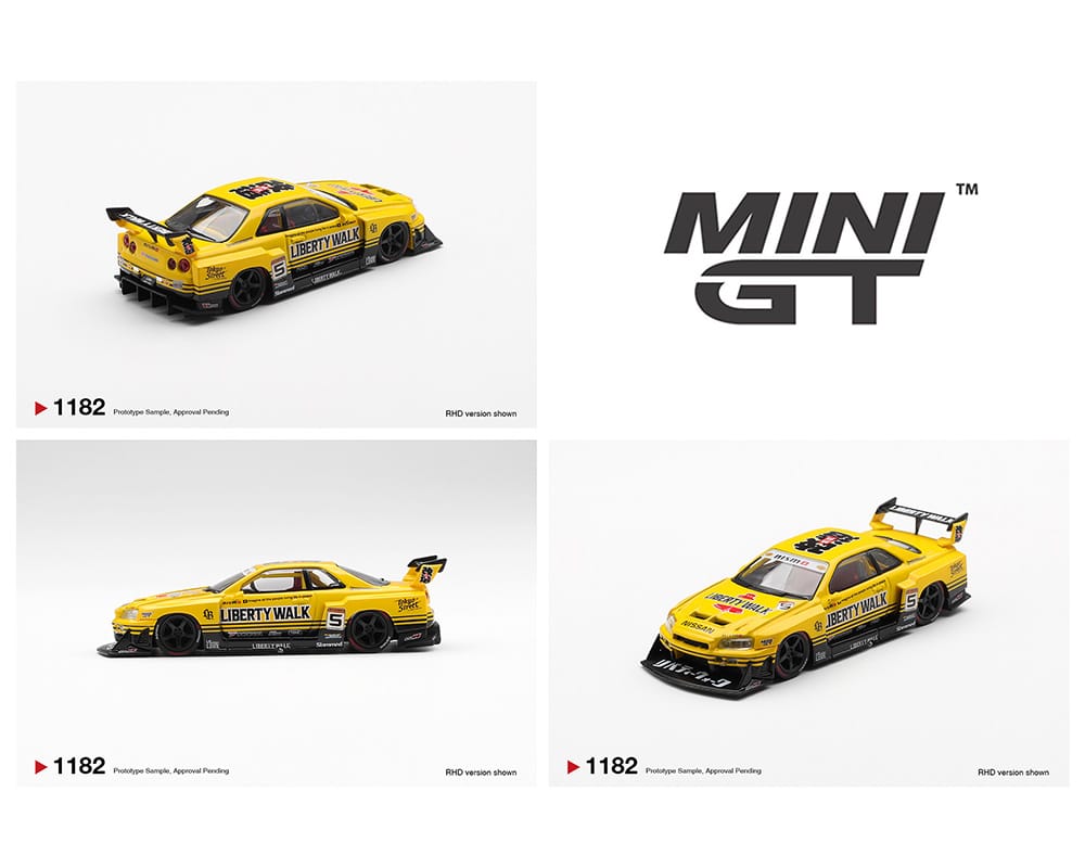 (PRE-ORDER) Nissan LB-ER34 Super Silhouette Skyline Sport Yellow Mini GT 1/64 MGT01182-BL