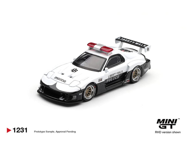 Mazda RX7 LB Super Silhouette Police White Mini GT 1/64 MGT01231-BL