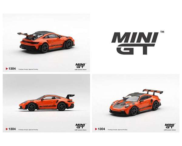 Porsche 911 (992) GT3 RS Weissach Package Gulf Orange Mini GT 1/64 MGT01304-BL