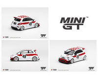(PRE-ORDER) Abarth 595 LB-WORKS x Abas Works 1000 TC Tribute White Limited Edition Mini GT 1:64 MGT01325-BL