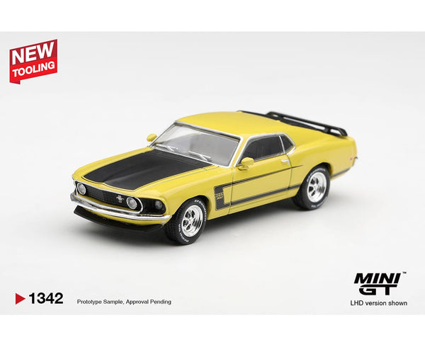 Ford Mustang Boss 302 1969 Bright Yellow Mini GT 1/64 MGT01342-BL