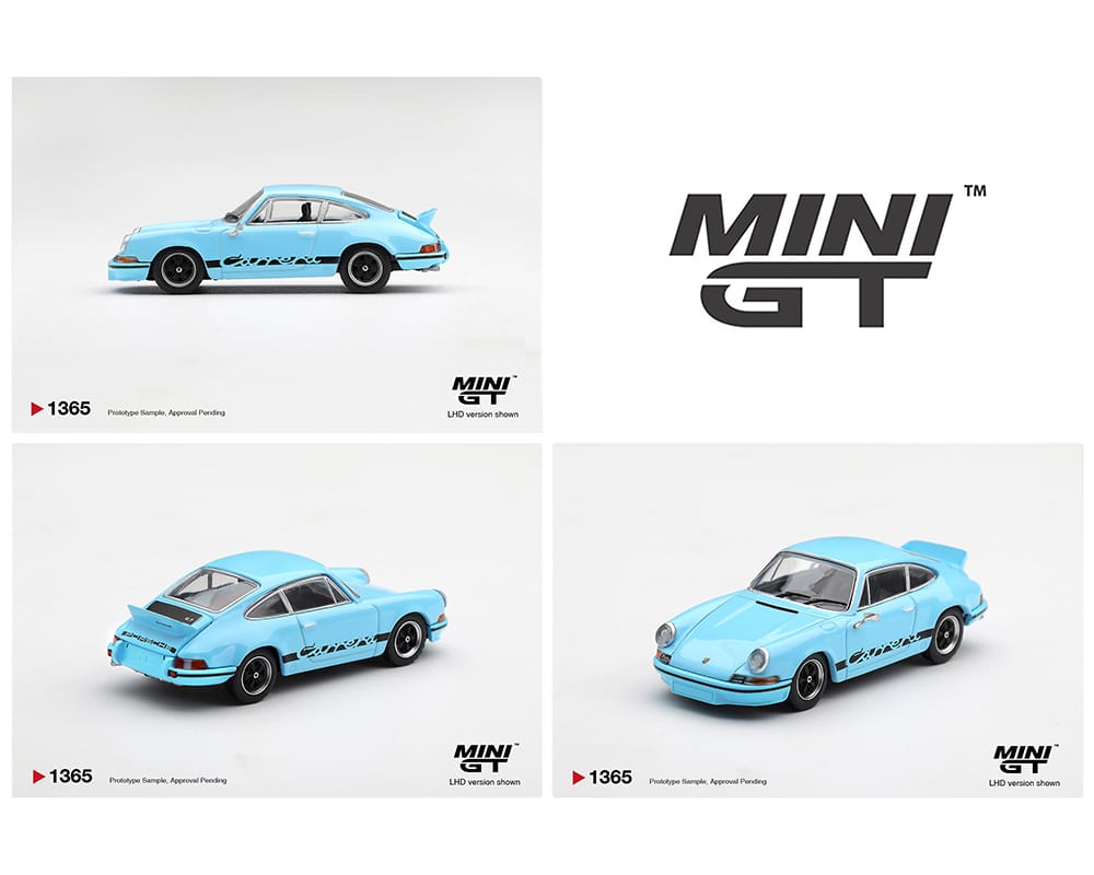 Porsche 911 Carrera RS 2.7 Gulf Blue with Black Mini GT 1/64 MGT01365-BL