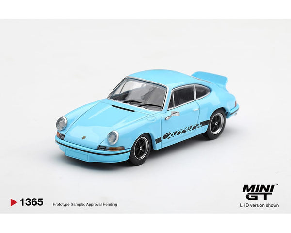 Porsche 911 Carrera RS 2.7 Gulf Blue with Black Mini GT 1/64 MGT01365-BL