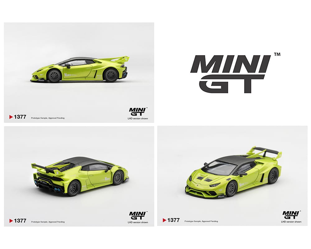 Lamborghini Huracan LB Works Lime Metallic Mini GT 1/64 | Hanz Driven MGT01377-BL