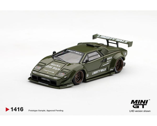 Lamborghini Countach LB-WORKS Army Green 1/64 | Mini GT MGT01416-BL