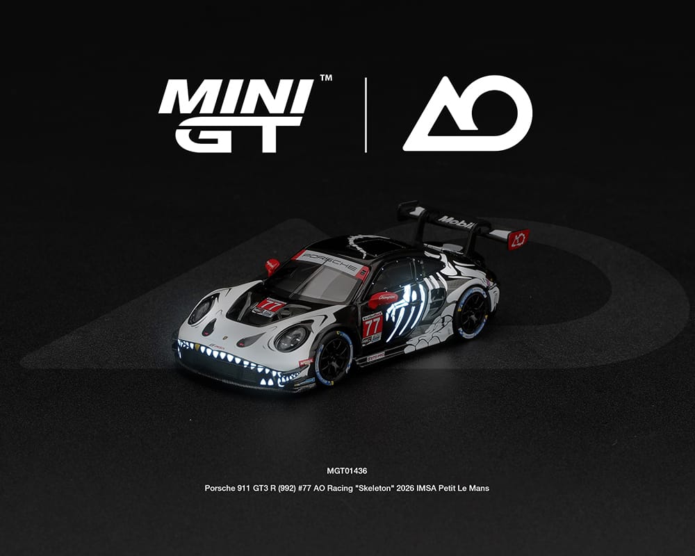 Mini GT Skeleton Rexy Porsche 911 GT3 R | Preorder MGT01436-BL