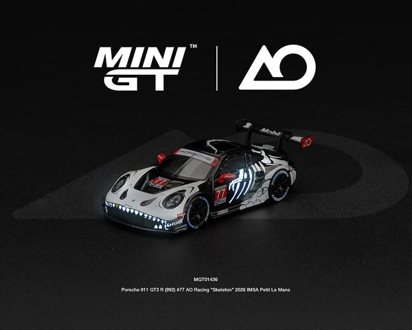 Mini GT Skeleton Rexy Porsche 911 GT3 R | Preorder MGT01436-BL