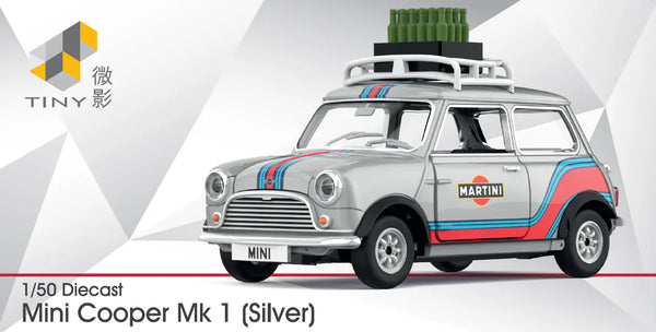 Mini Cooper Mk 1 Silver Martini Tiny 1:50 scale