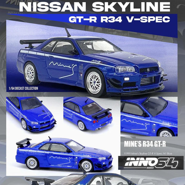 Nissan Skyline GT-R R34 V-Spec Blue Tuned by Mine's