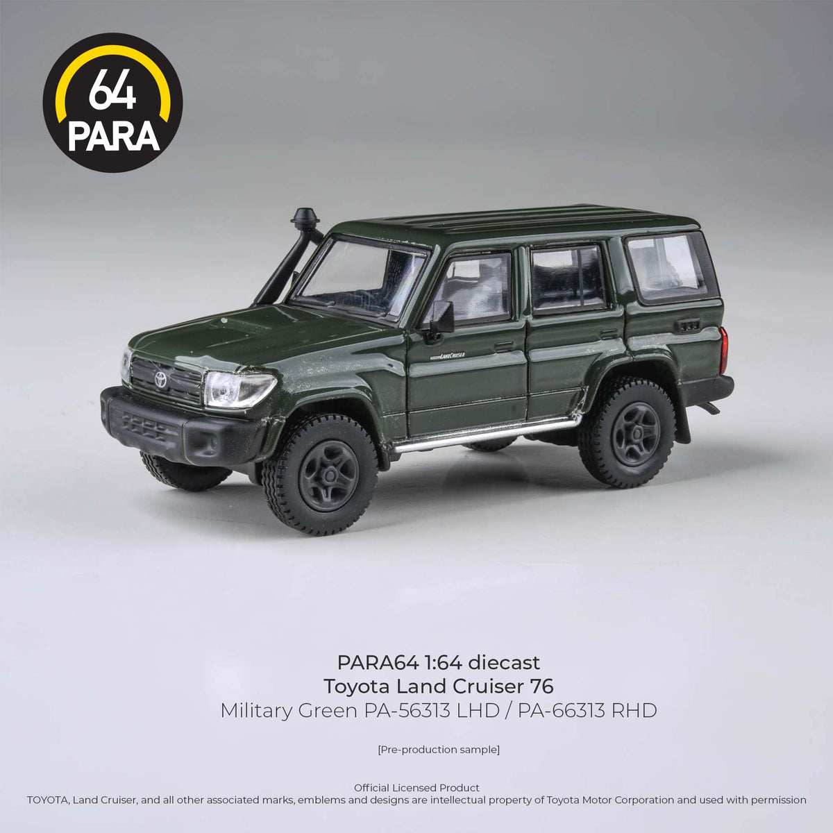 2014 Toyota Landcruiser LC76 Military Green LHD Para64 1:64 scale PA-56313
