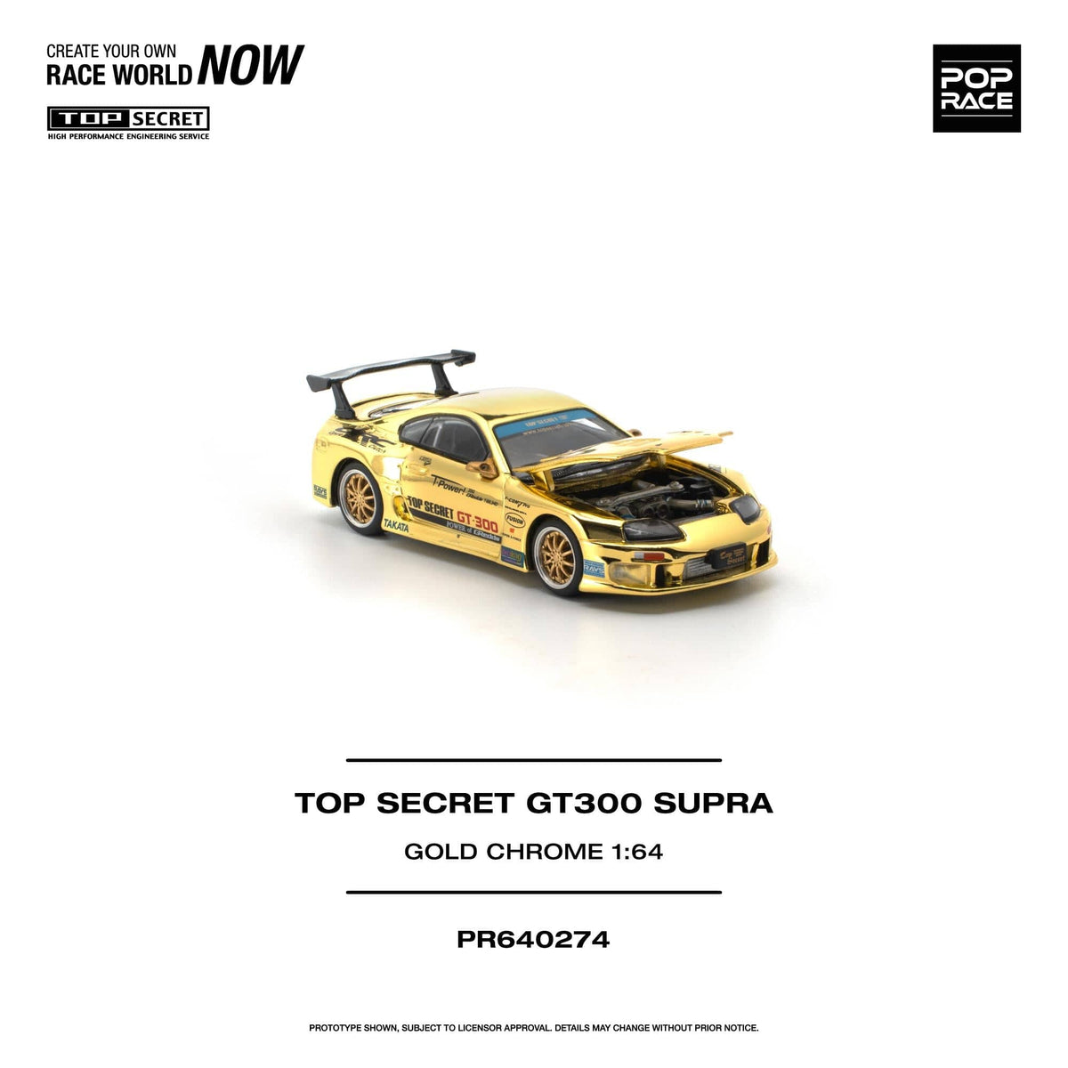 (PRE-ORDER) Toyota Top Secret GT300 Supra Gold Chrome Pop Race 1/64 PR640274