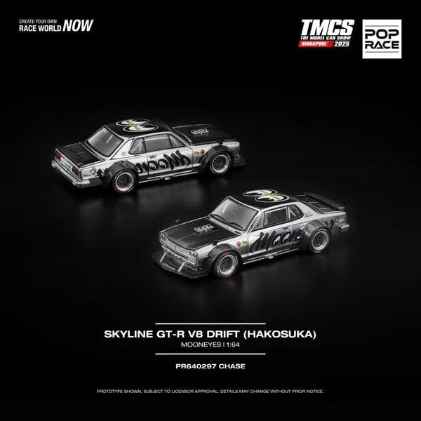 Chase Silver Chrome Nissan Skyline GT-R V8 Drift Hakosuka Mooeyes TMCS Singapore Special Edition Pop Race 1/64