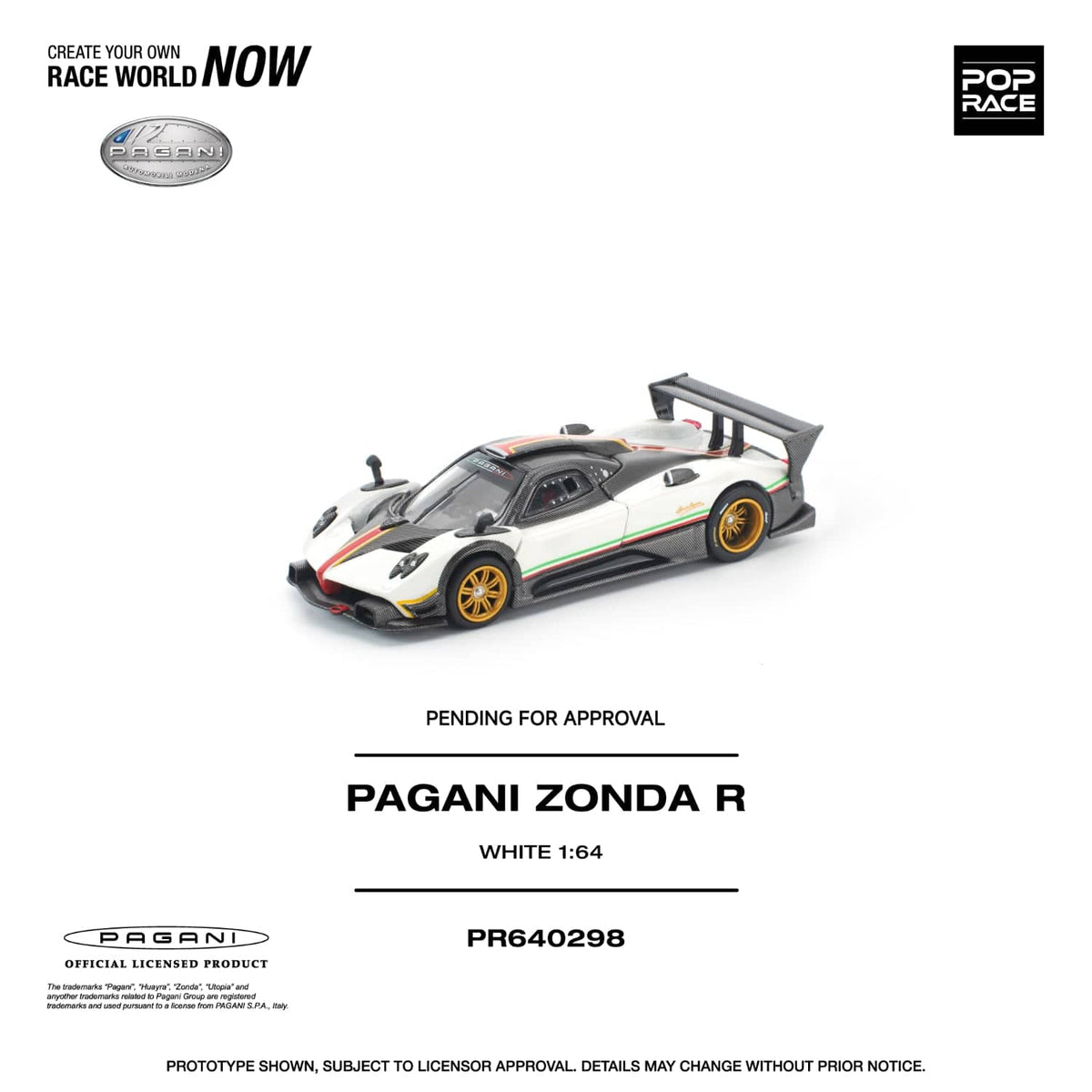 (Pre-order) Pagani Zonda R White Pop Race 1/64