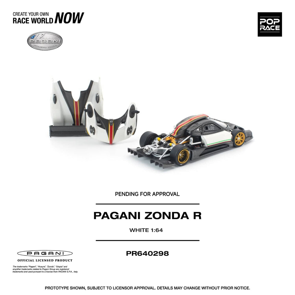 (Pre-order) Pagani Zonda R White Pop Race 1/64