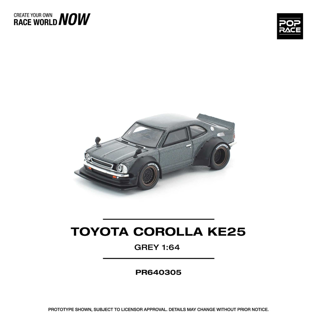 Toyota Corolla KE25 Matte Grey Pop Race 1/64