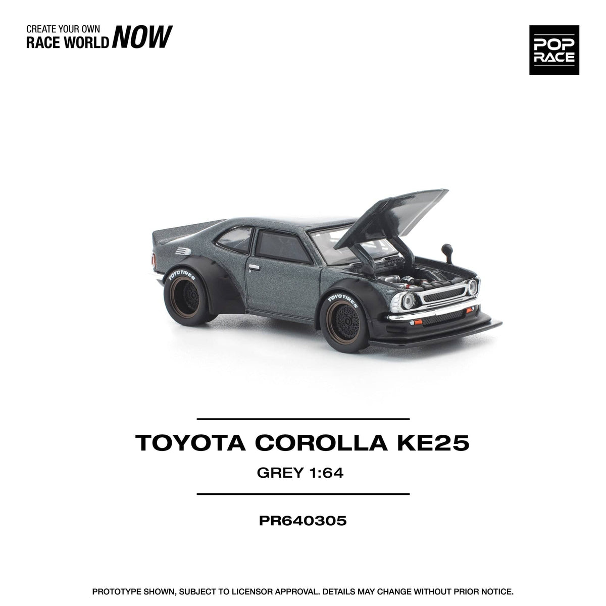 Toyota Corolla KE25 Matte Grey Pop Race 1/64