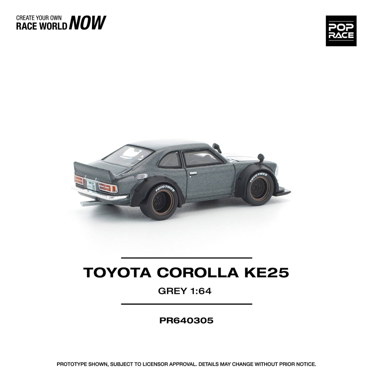 Toyota Corolla KE25 Matte Grey Pop Race 1/64