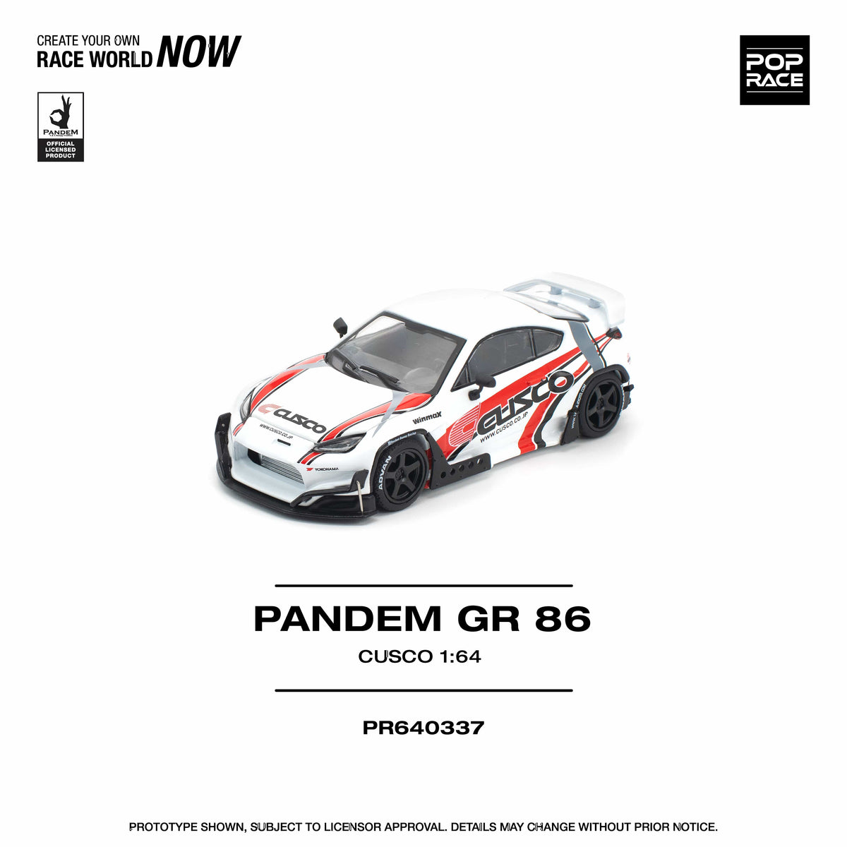 Toyota GR86 Pandem Cusco Pop Race 1/64 scale PR640337