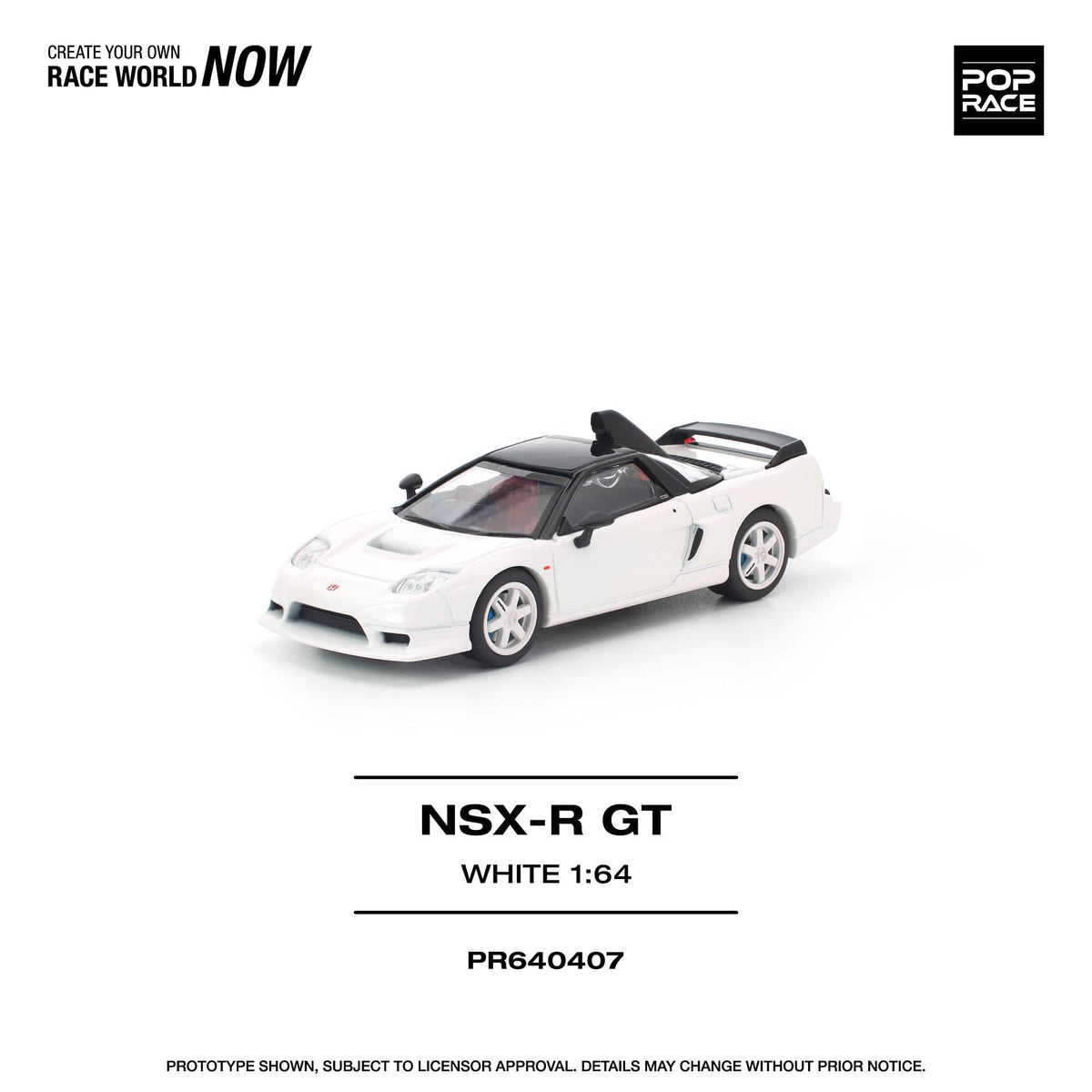 Honda NSX-R GT White Pop Race 1/64 scale